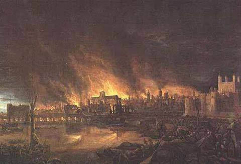 Painting of the Great Fire of London, 1666